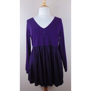 Torrid Sweater Plus 3x V-neck Baby Doll Purple Knit Long Sleeve Challis Bottom